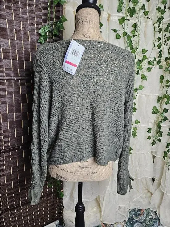 Jolt Olive Green Open Knit Sweater XL Boho Lightweight Slouchy Top NWT - Picture 3 of 4